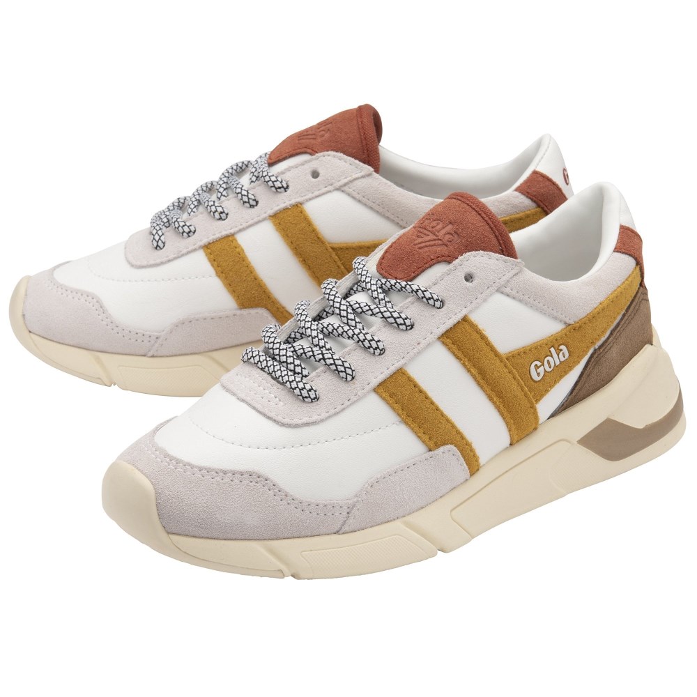 Gola Classics Women's Eclipse Pure Sneakers - White/Sun/Orange Spice