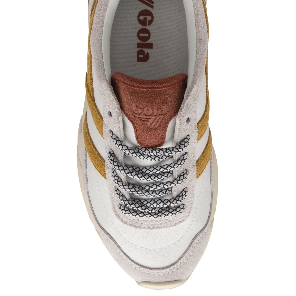 Gola Classics Women's Eclipse Pure Sneakers - White/Sun/Orange Spice