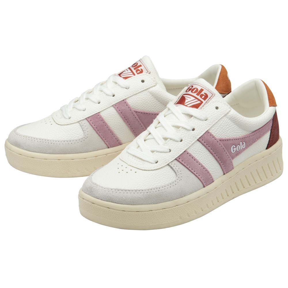 Gola Classics Women's Grandslam Trident Sneakers - White/Candy/Moody Orange
