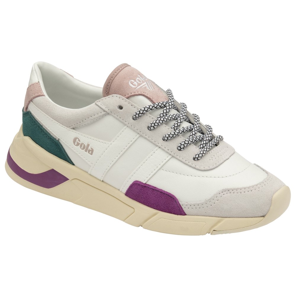 Gola Classics Women's Eclipse Trident Sneakers - White/Foxglove/Chalk Pink