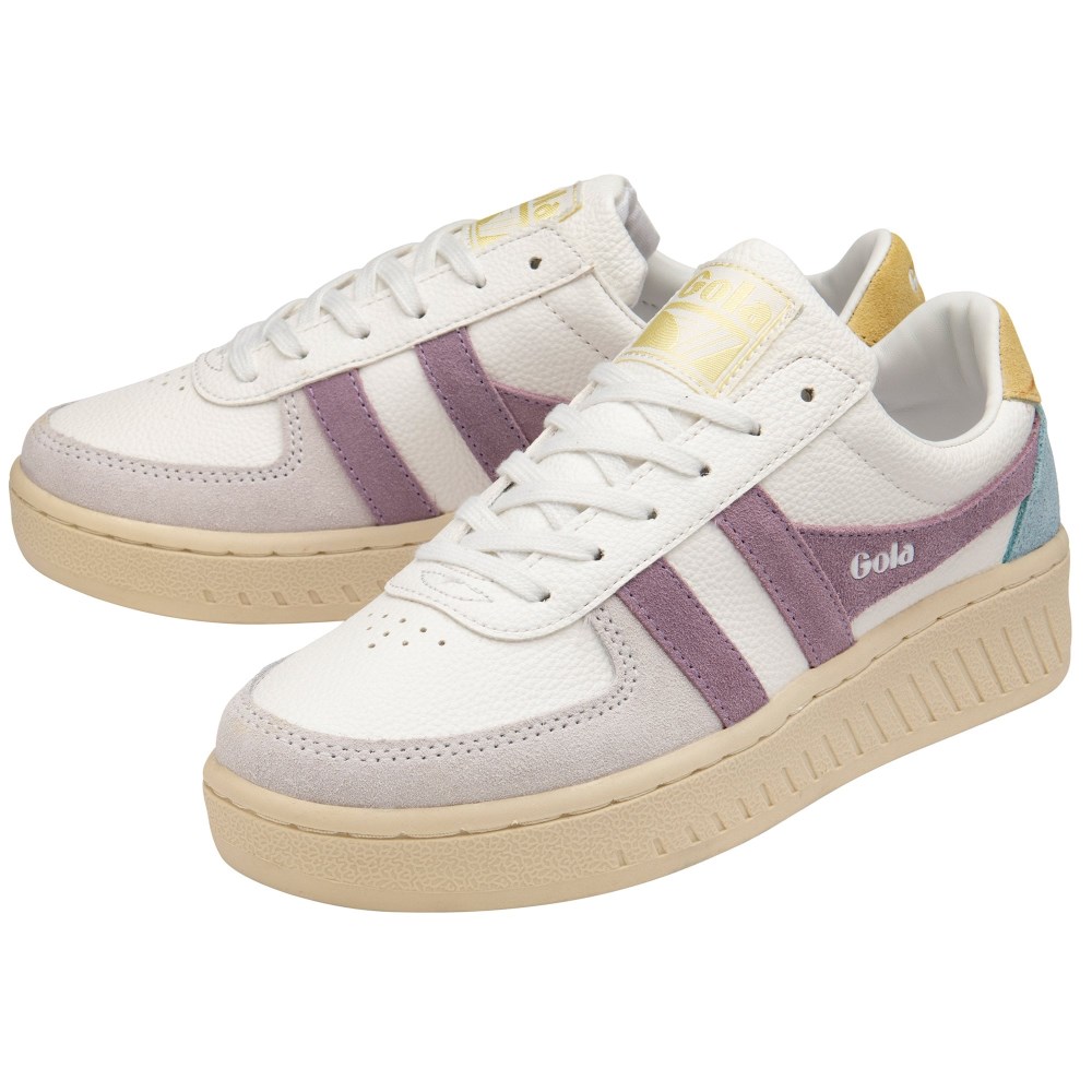 Gola Classics Women's Grandslam Trident Sneakers - White/Lily/Lemon