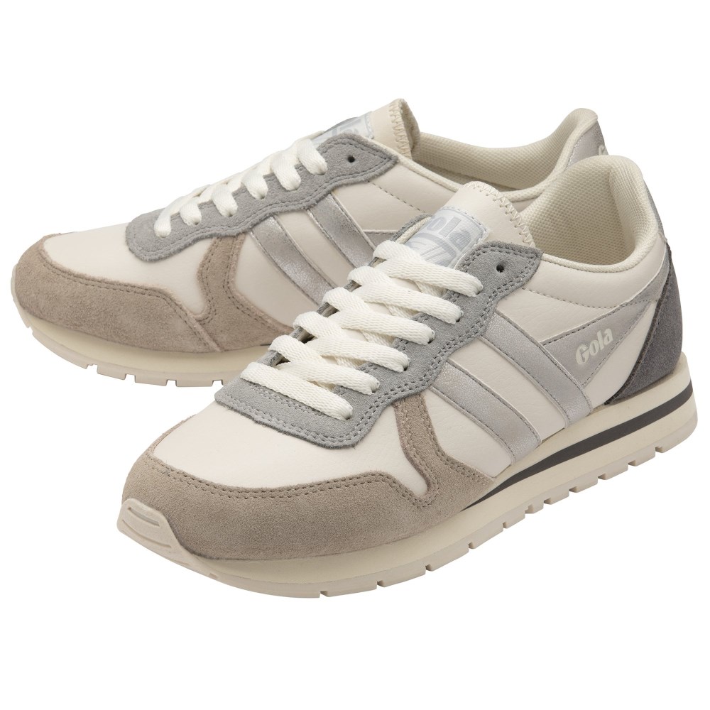 Gola Classics Women's Daytona Quadrant Sneakers - Off White/Feather Grey/Silver/Ash