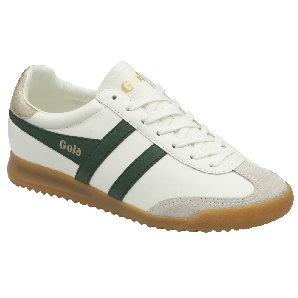 Gola Classics Women's Torpedo Leather Sneakers - Off White/Evergreen/Gold
