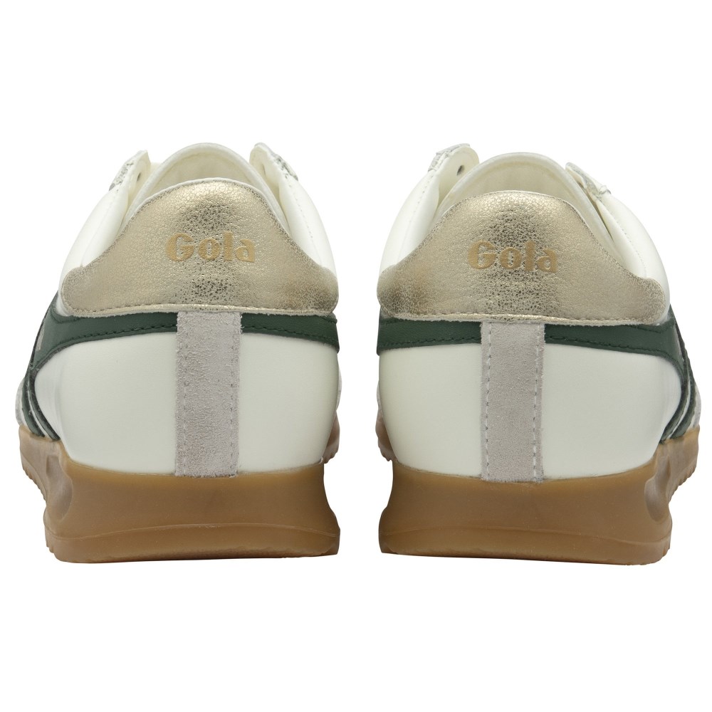 Gola Classics Women's Torpedo Leather Sneakers - Off White/Evergreen/Gold