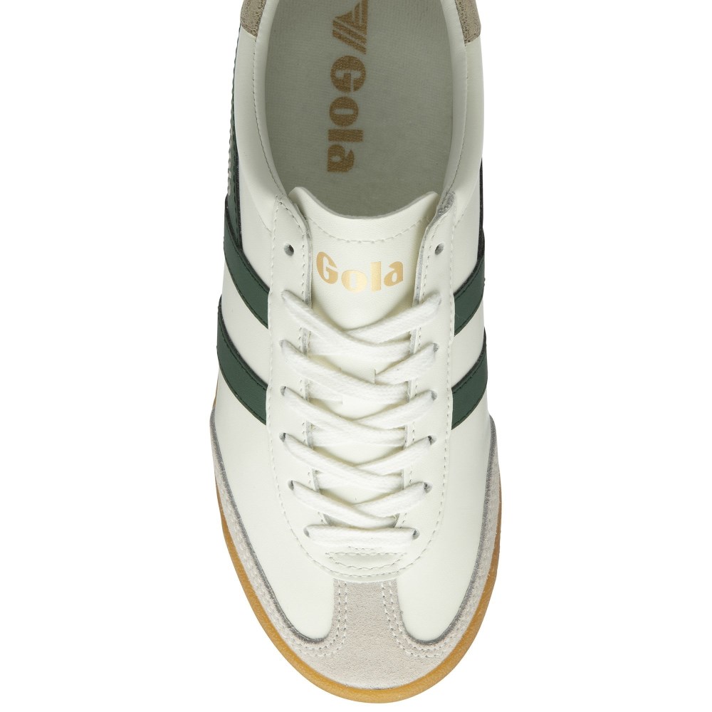 Gola Classics Women's Torpedo Leather Sneakers - Off White/Evergreen/Gold