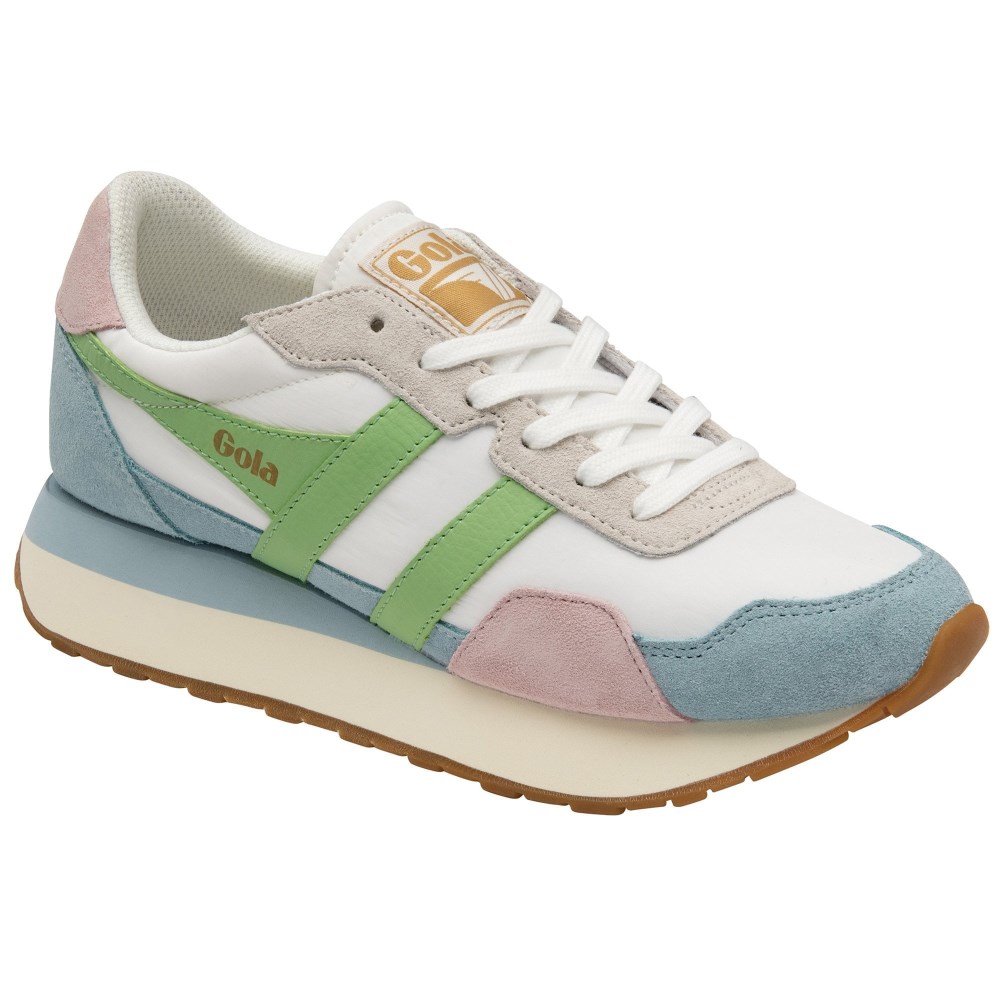 Gola Classics Women's Indiana Sneakers - Off White/Powder Blue/Patina Green