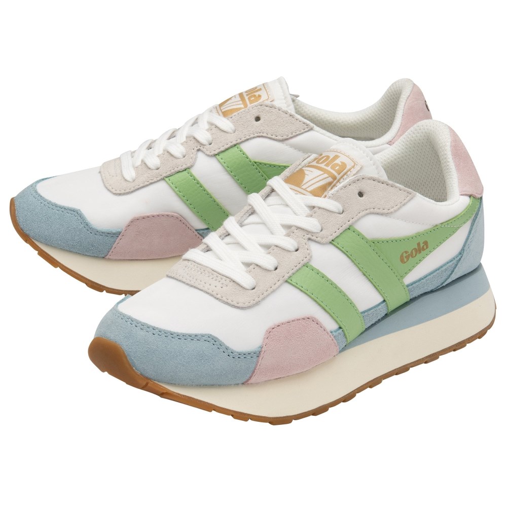 Gola Classics Women's Indiana Sneakers - Off White/Powder Blue/Patina Green
