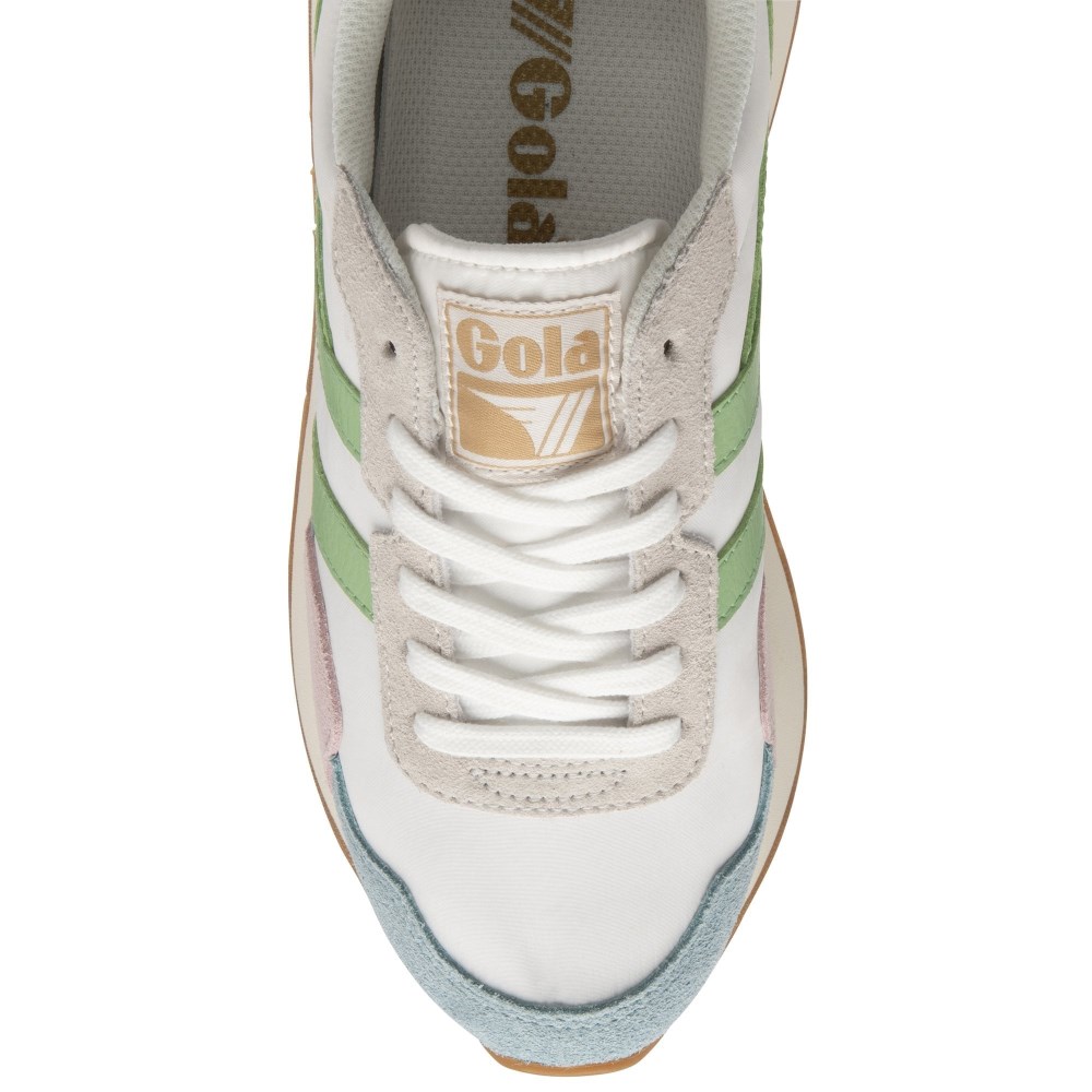Gola Classics Women's Indiana Sneakers - Off White/Powder Blue/Patina Green