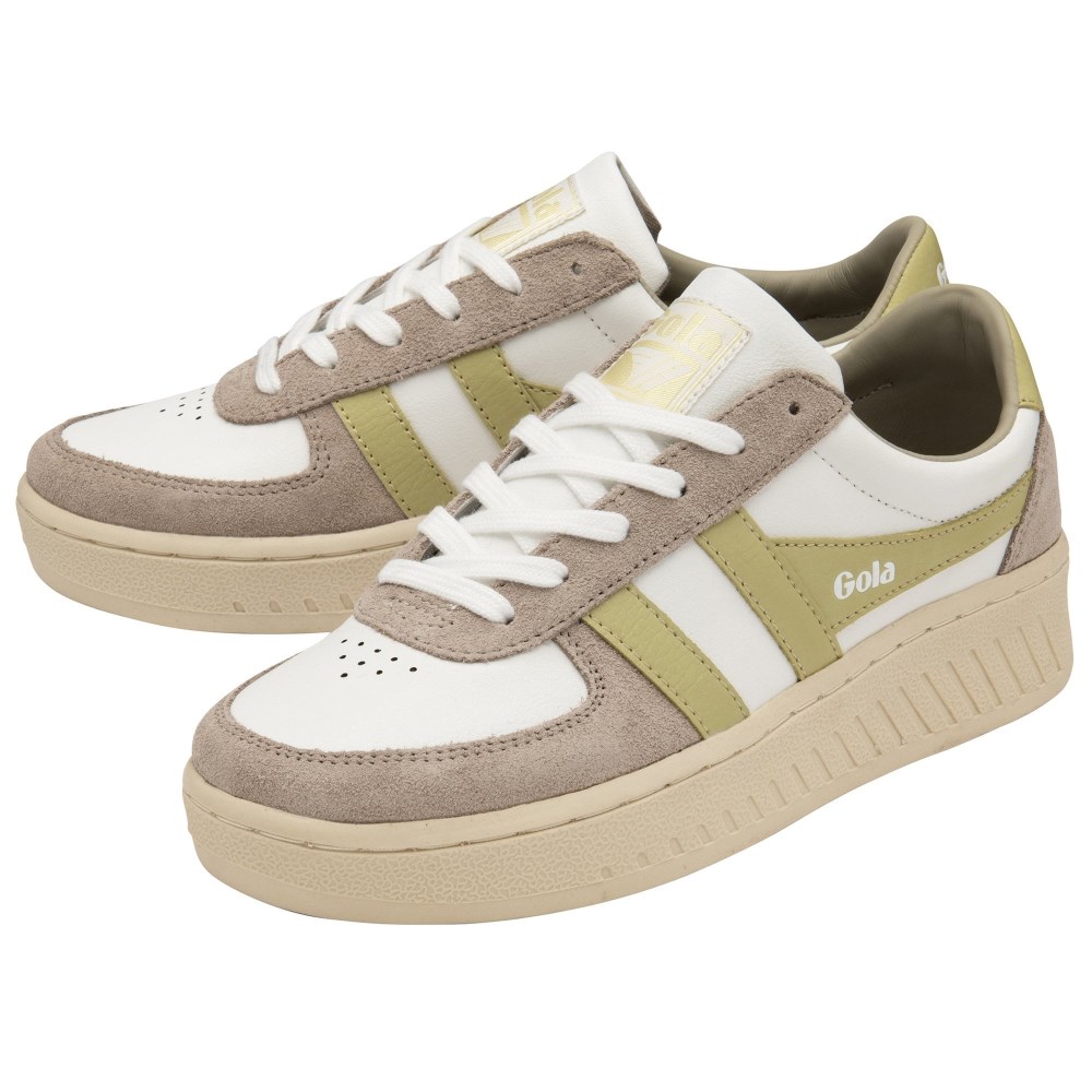 Gola Classics Women's Grandslam Pure Sneakers - White/Feather Grey/Lemon