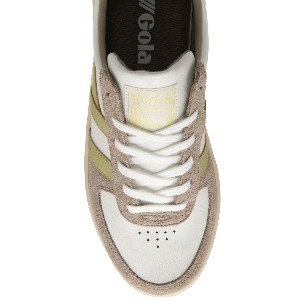 Gola Classics Women's Grandslam Pure Sneakers - White/Feather Grey/Lemon