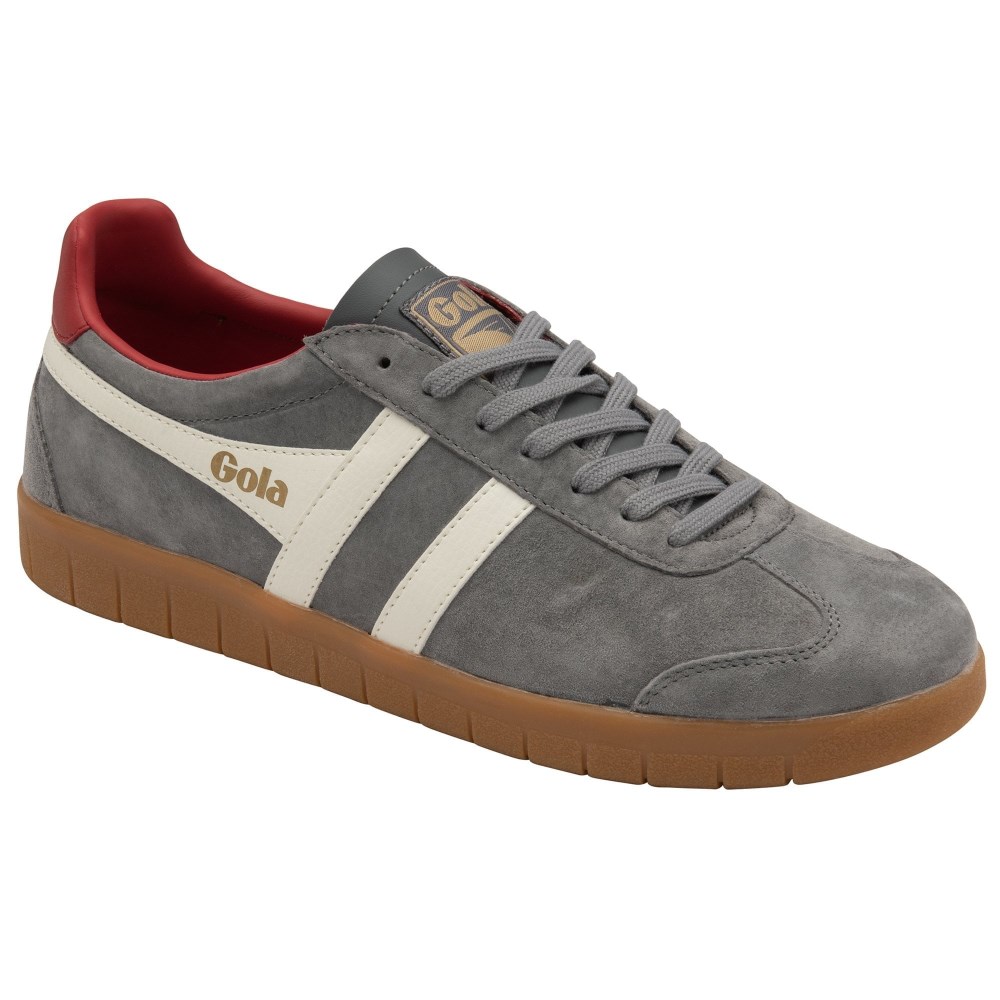 Gola Classics Men's Hurricane Suede Sneakers - Ash/Off White/Deep Red/Gum