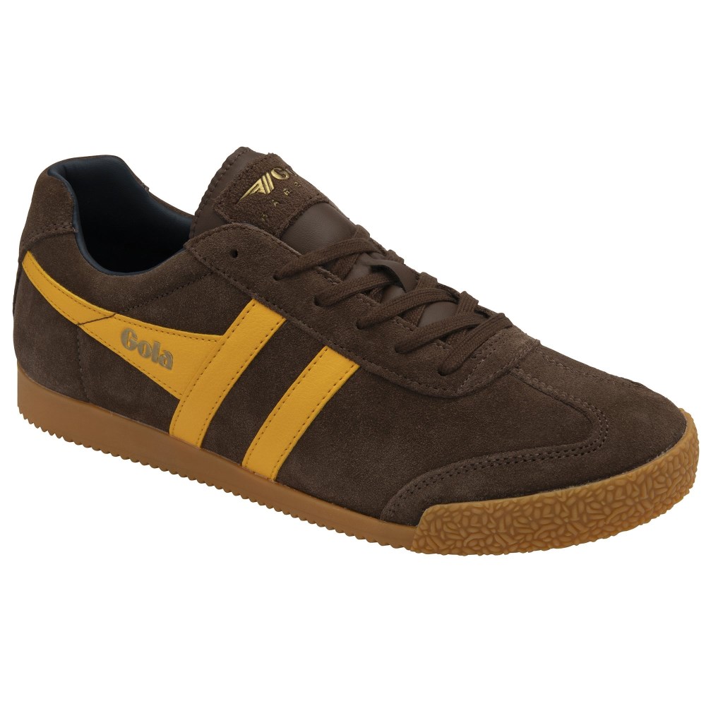 Gola Classics Men's Harrier Suede Sneakers - Coffee/Sun/Navy