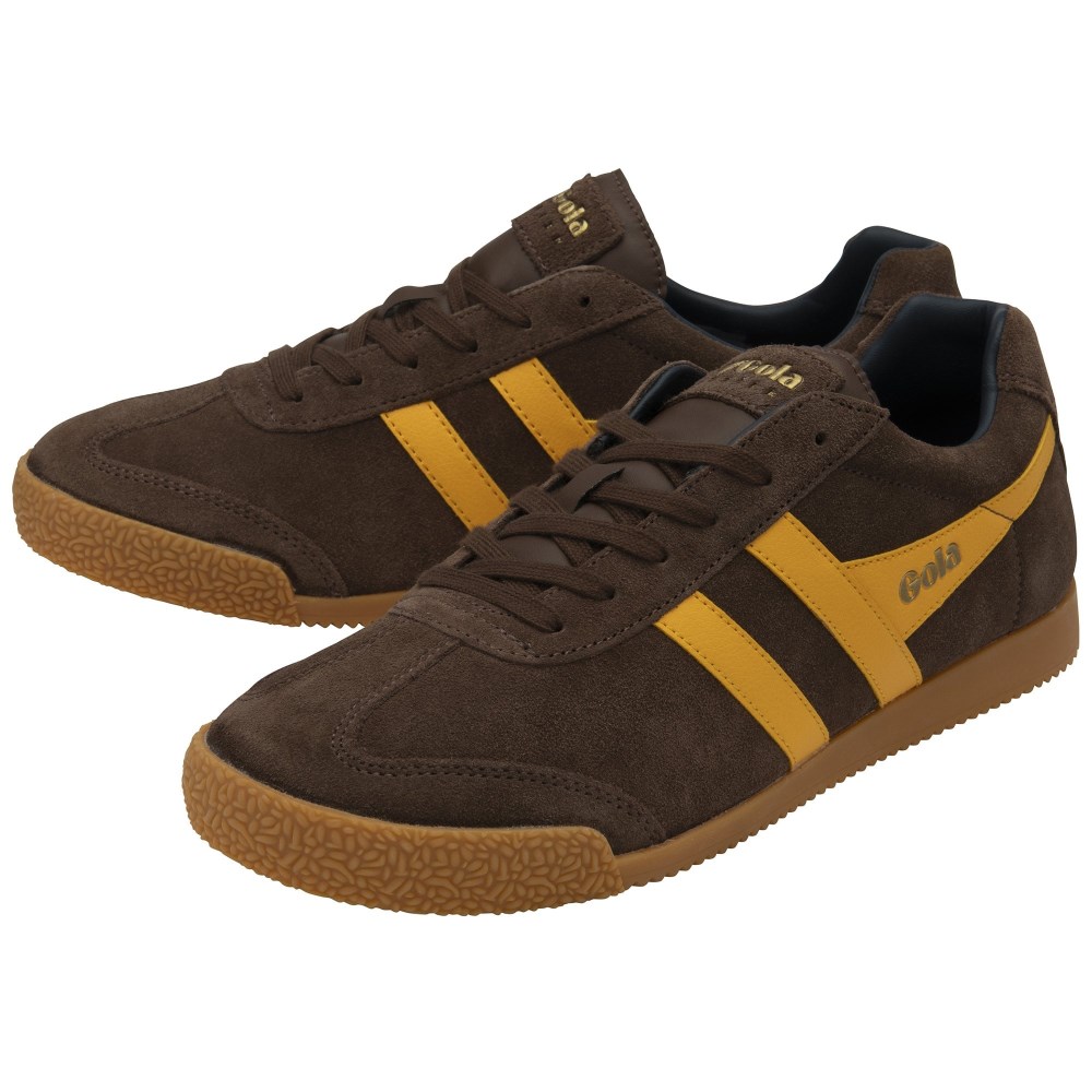 Gola Classics Men's Harrier Suede Sneakers - Coffee/Sun/Navy