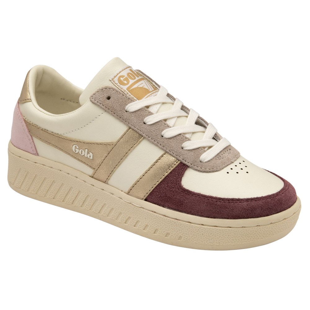 Gola Classics Women's Grandslam Quadrant Sneakers - Off White/Windsor Wine/Gold/Chalk Pink