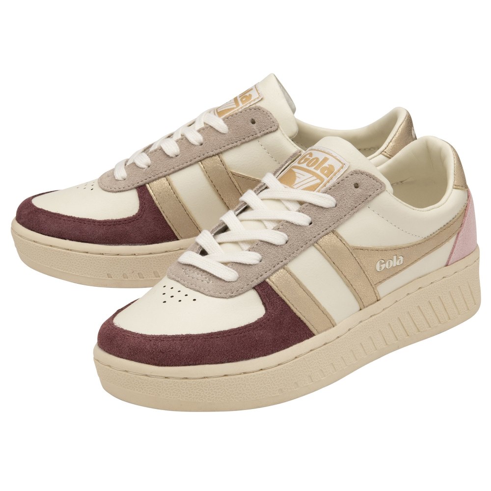 Gola Classics Women's Grandslam Quadrant Sneakers - Off White/Windsor Wine/Gold/Chalk Pink