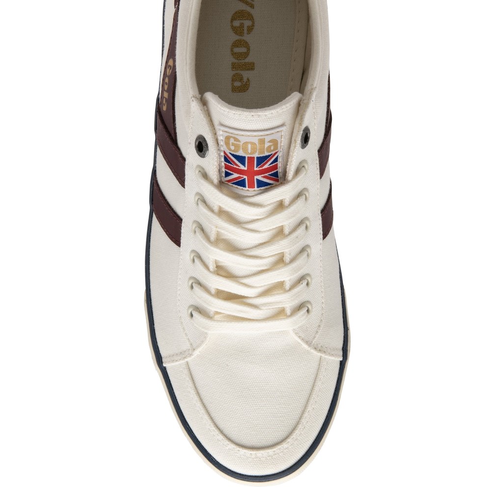 Vegan Gola Classics Men's Comet Plimsoll Sneakers - Off White/Burgundy/Navy