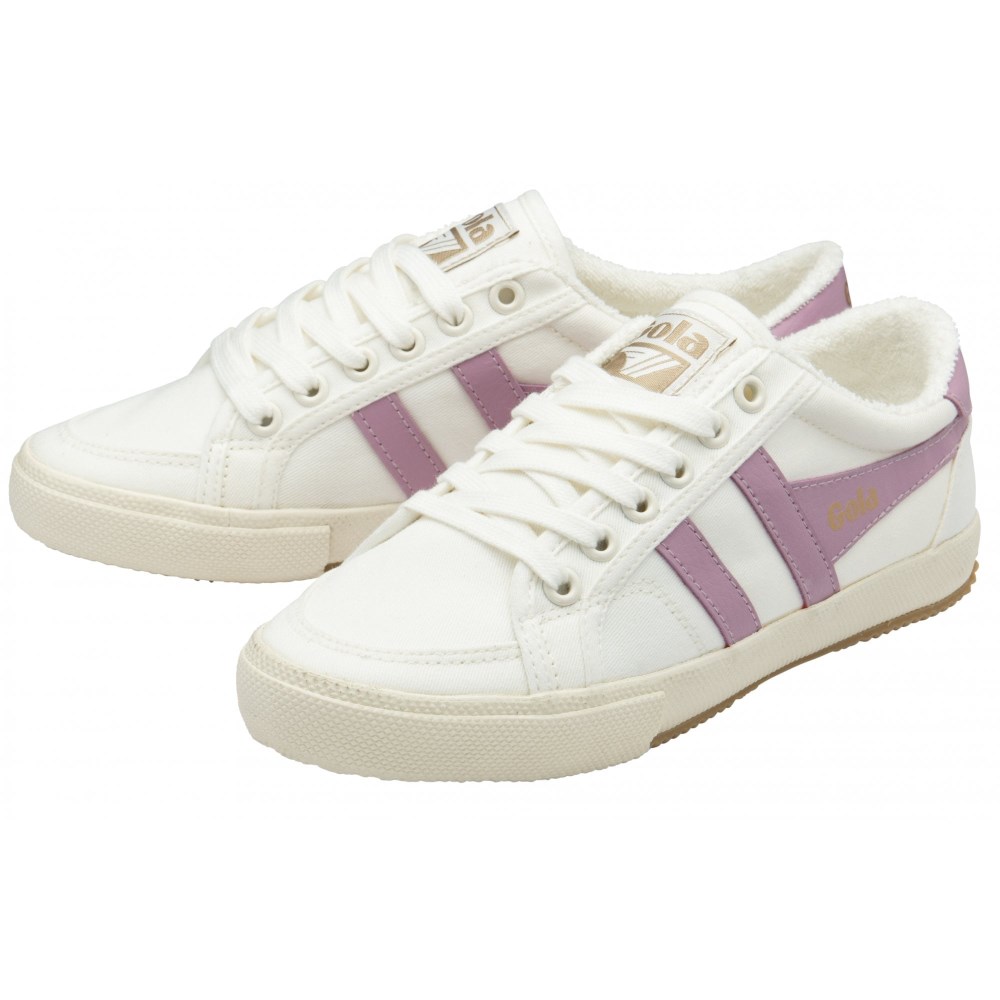 Vegan Gola Classics Women's Stratus Plimsoll Sneakers - Off White/Candy