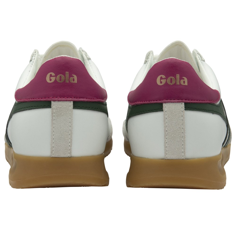 Gola Classics Women's Torpedo Leather Sneakers - White/Evergreen/Fuchsia