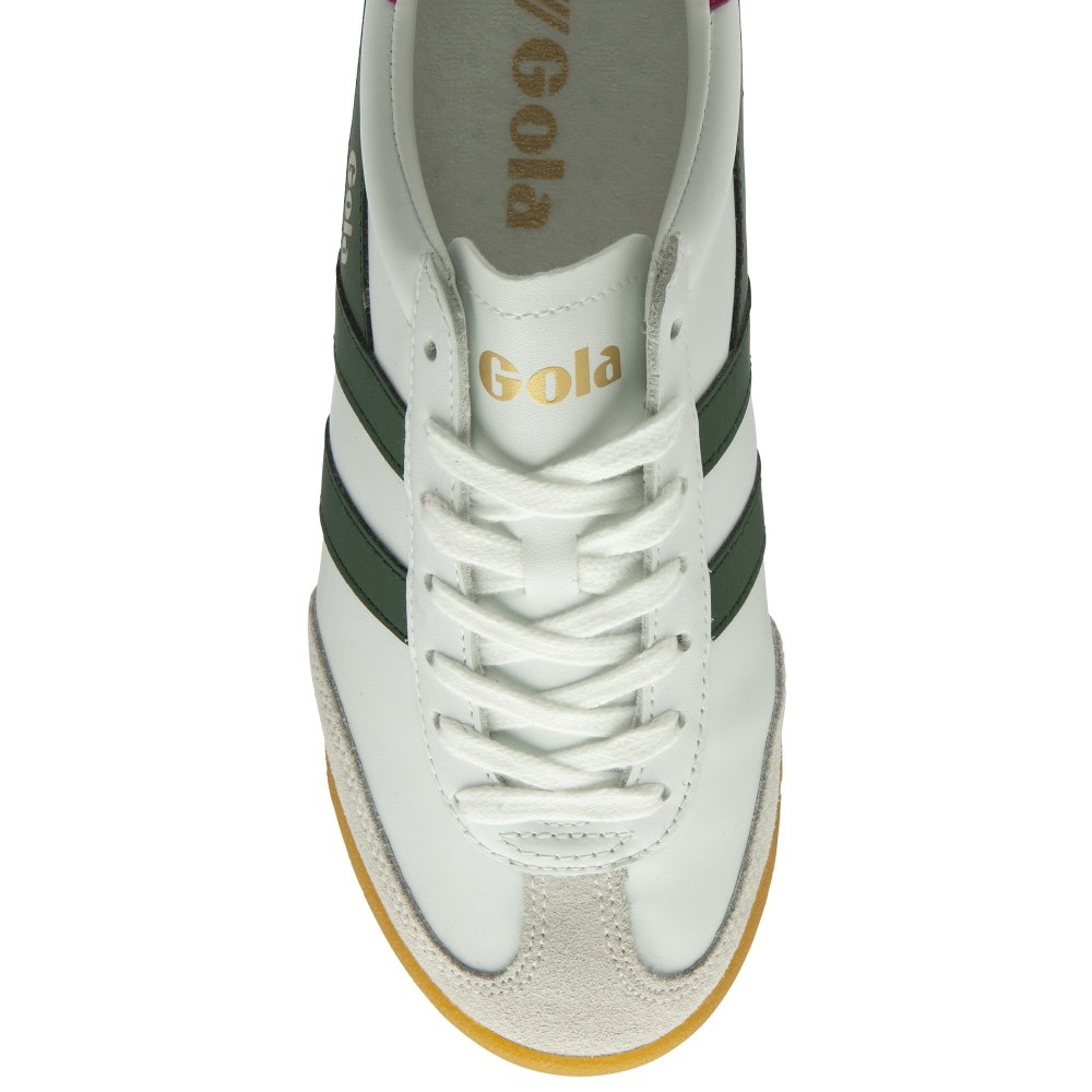 Gola Classics Women's Torpedo Leather Sneakers - White/Evergreen/Fuchsia