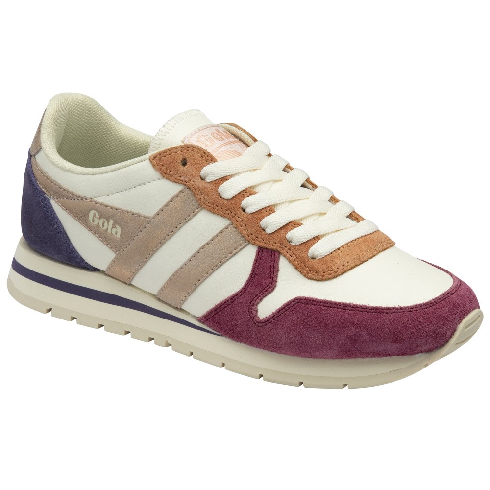 Gola Classics Women's Daytona Quadrant Sneakers - Off White/Cerise/Rose Gold/Plum