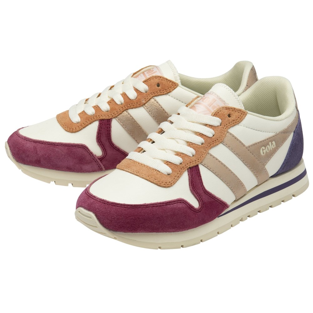 Gola Classics Women's Daytona Quadrant Sneakers - Off White/Cerise/Rose Gold/Plum