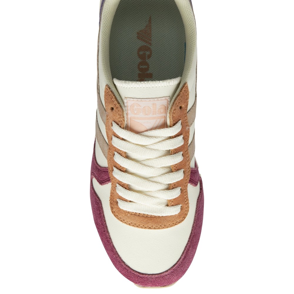 Gola Classics Women's Daytona Quadrant Sneakers - Off White/Cerise/Rose Gold/Plum
