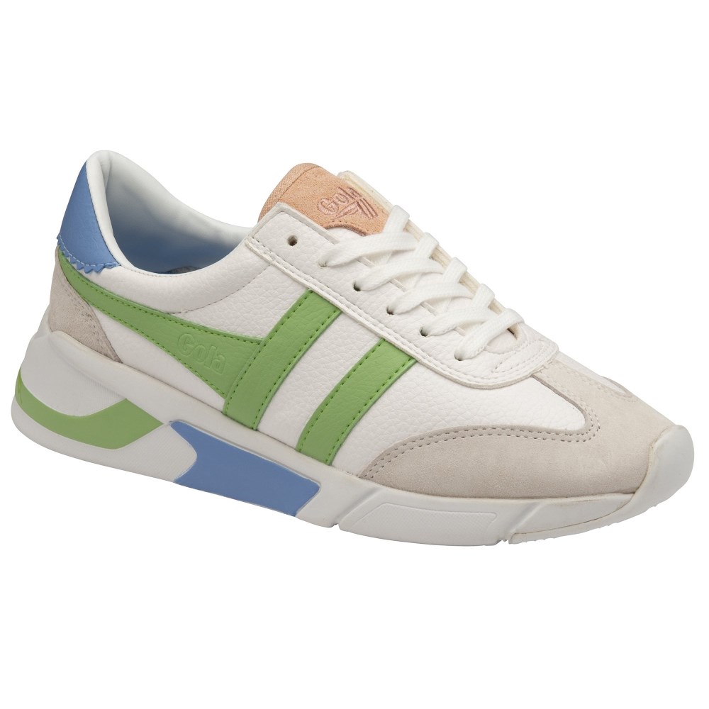 Gola Classics Women's Eclipse California Sneakers - White/Patina Green/Vista Blue