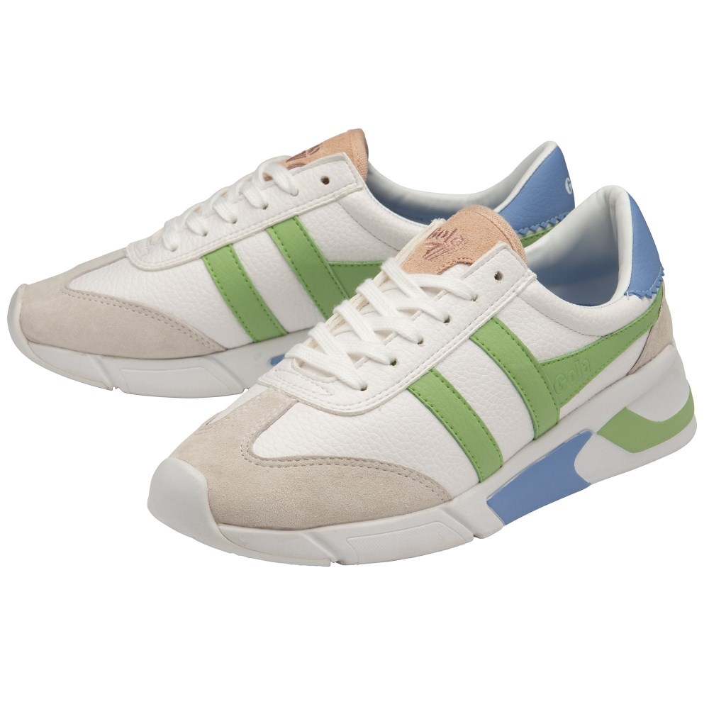 Gola Classics Women's Eclipse California Sneakers - White/Patina Green/Vista Blue