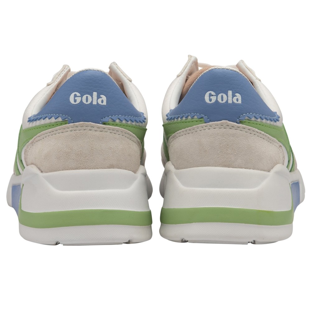 Gola Classics Women's Eclipse California Sneakers - White/Patina Green/Vista Blue