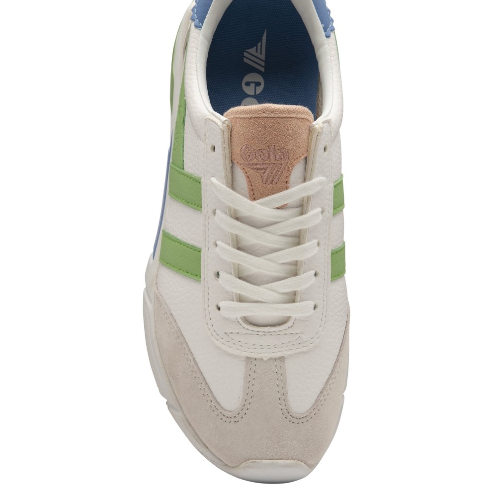 Gola Classics Women's Eclipse California Sneakers - White/Patina Green/Vista Blue