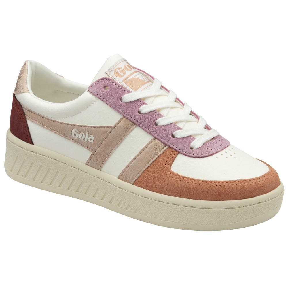Gola Classics Women's Grandslam Quadrant Sneakers - Off White/Terracotta/Rose Gold/Red Ochre