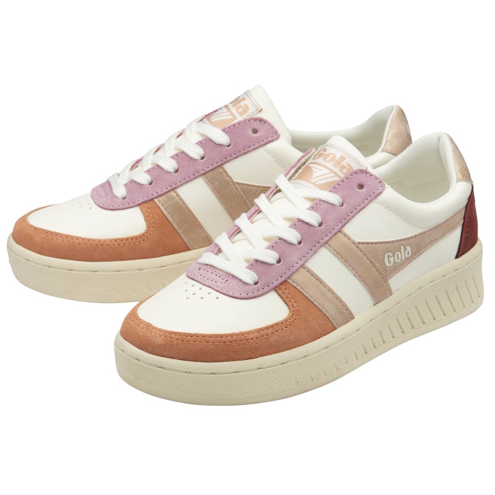 Gola Classics Women's Grandslam Quadrant Sneakers - Off White/Terracotta/Rose Gold/Red Ochre