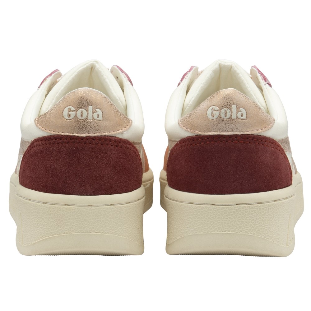 Gola Classics Women's Grandslam Quadrant Sneakers - Off White/Terracotta/Rose Gold/Red Ochre