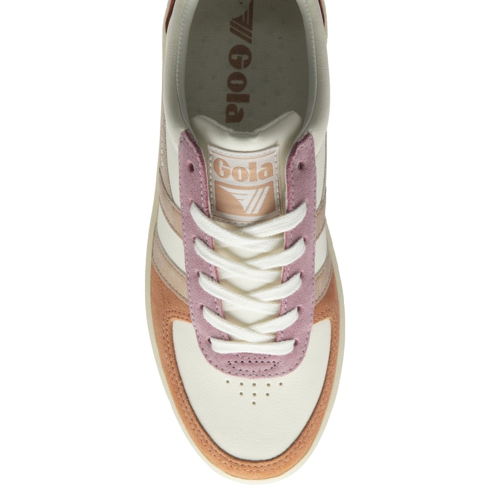 Gola Classics Women's Grandslam Quadrant Sneakers - Off White/Terracotta/Rose Gold/Red Ochre