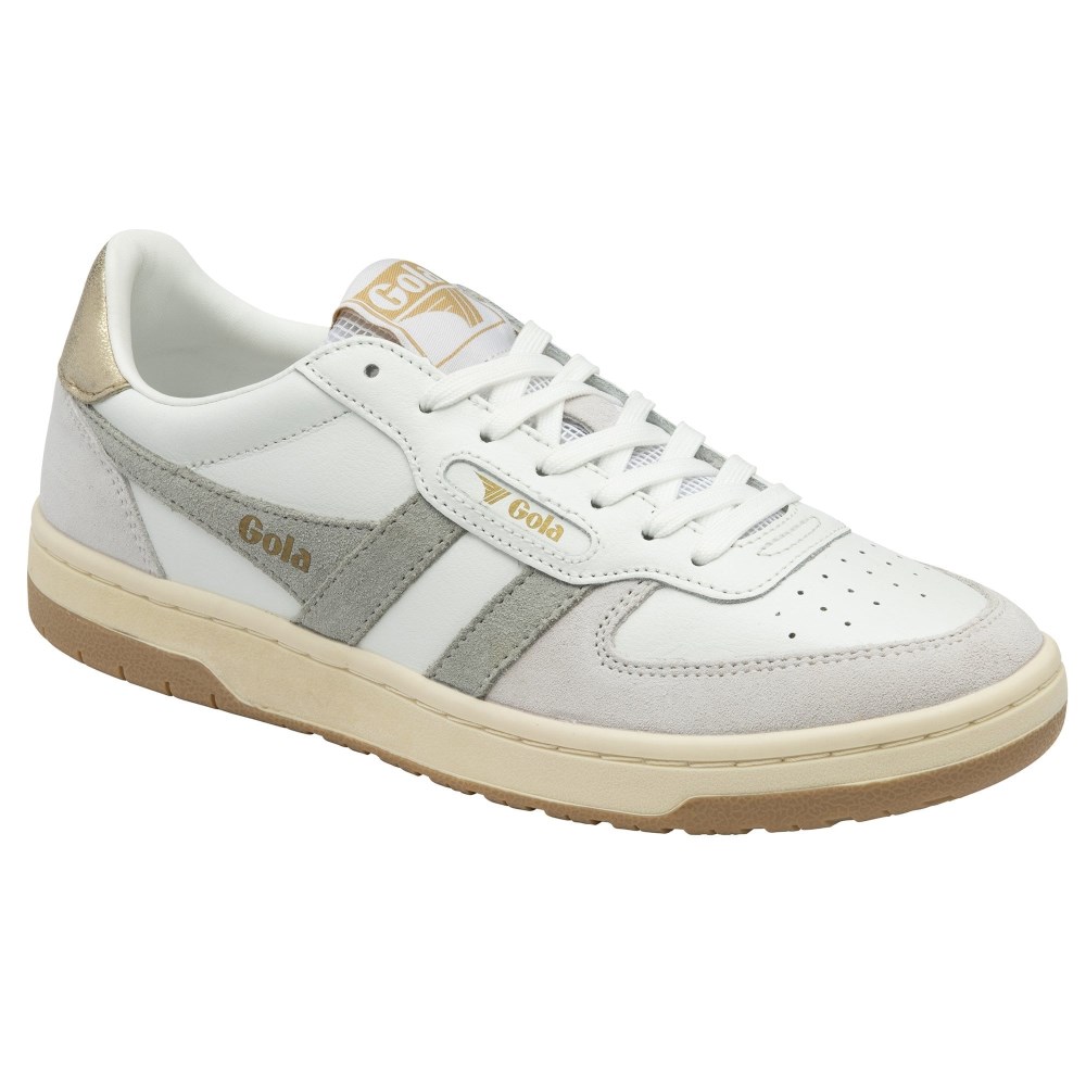 Gola Classics Women's Hawk Sneakers - White/Light Grey/Gold