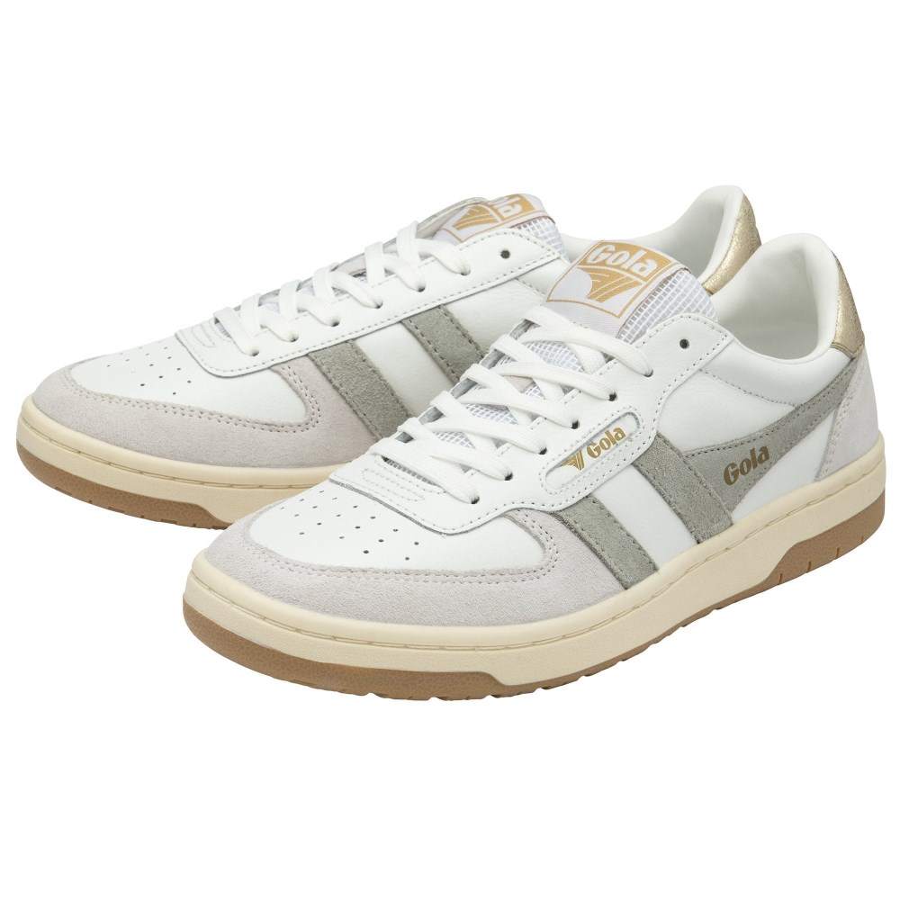 Gola Classics Women's Hawk Sneakers - White/Light Grey/Gold