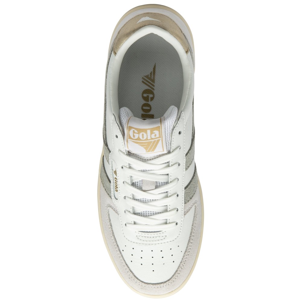 Gola Classics Women's Hawk Sneakers - White/Light Grey/Gold