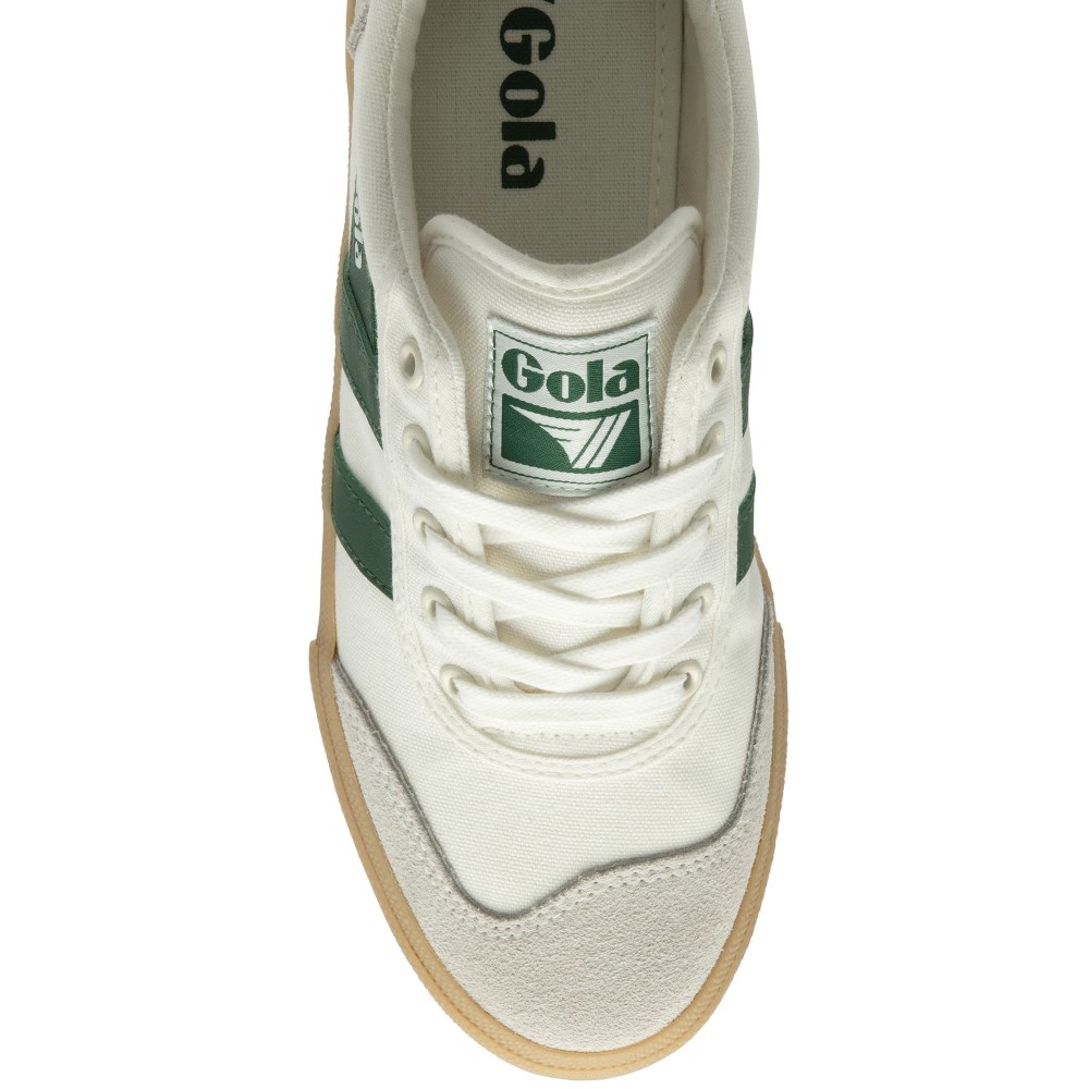 Gola Classics Women's Badminton Plimsoll Sneakers - Off White/Green/Gum