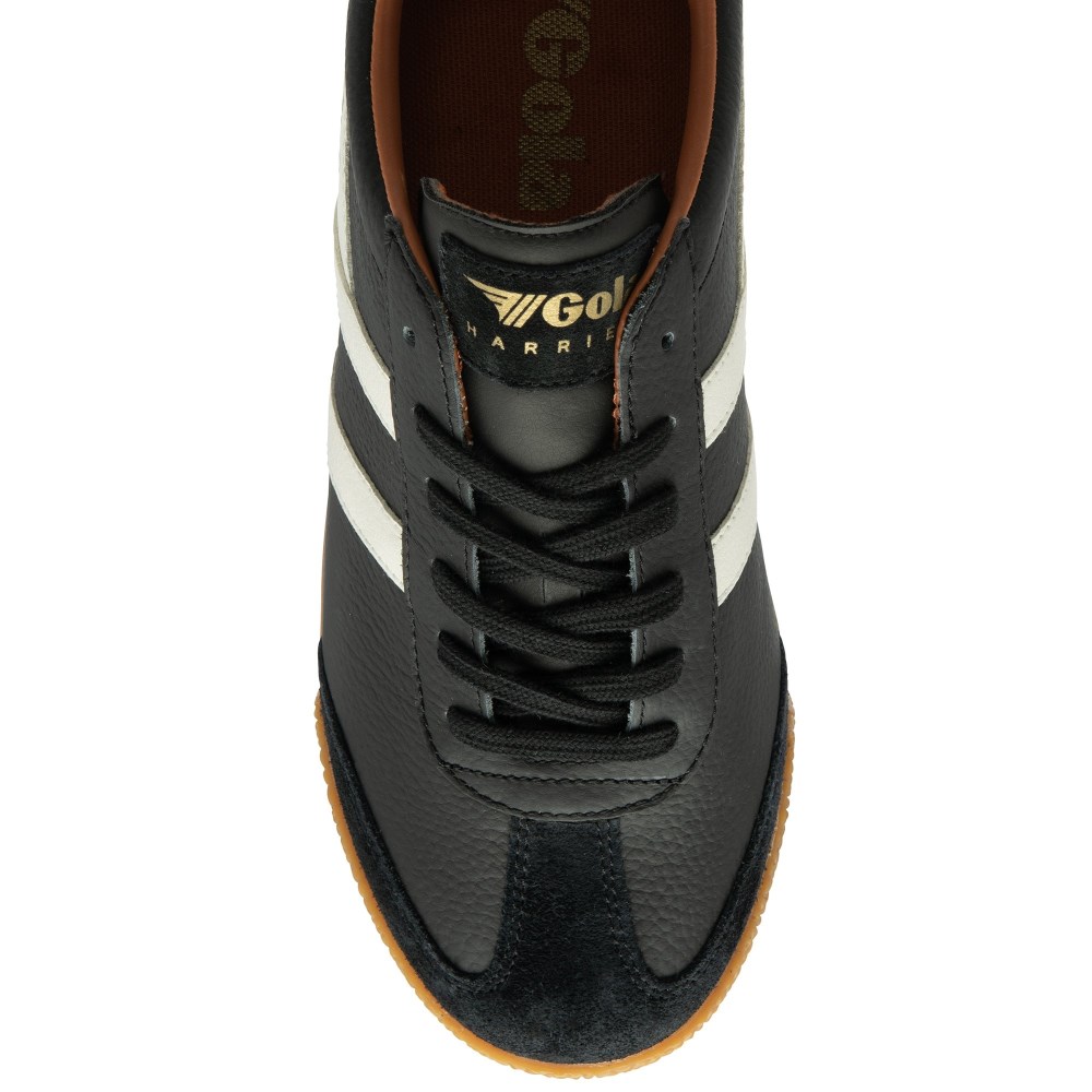 Gola Classics Men's Harrier Leather Sneakers - Black/White/Moody Orange
