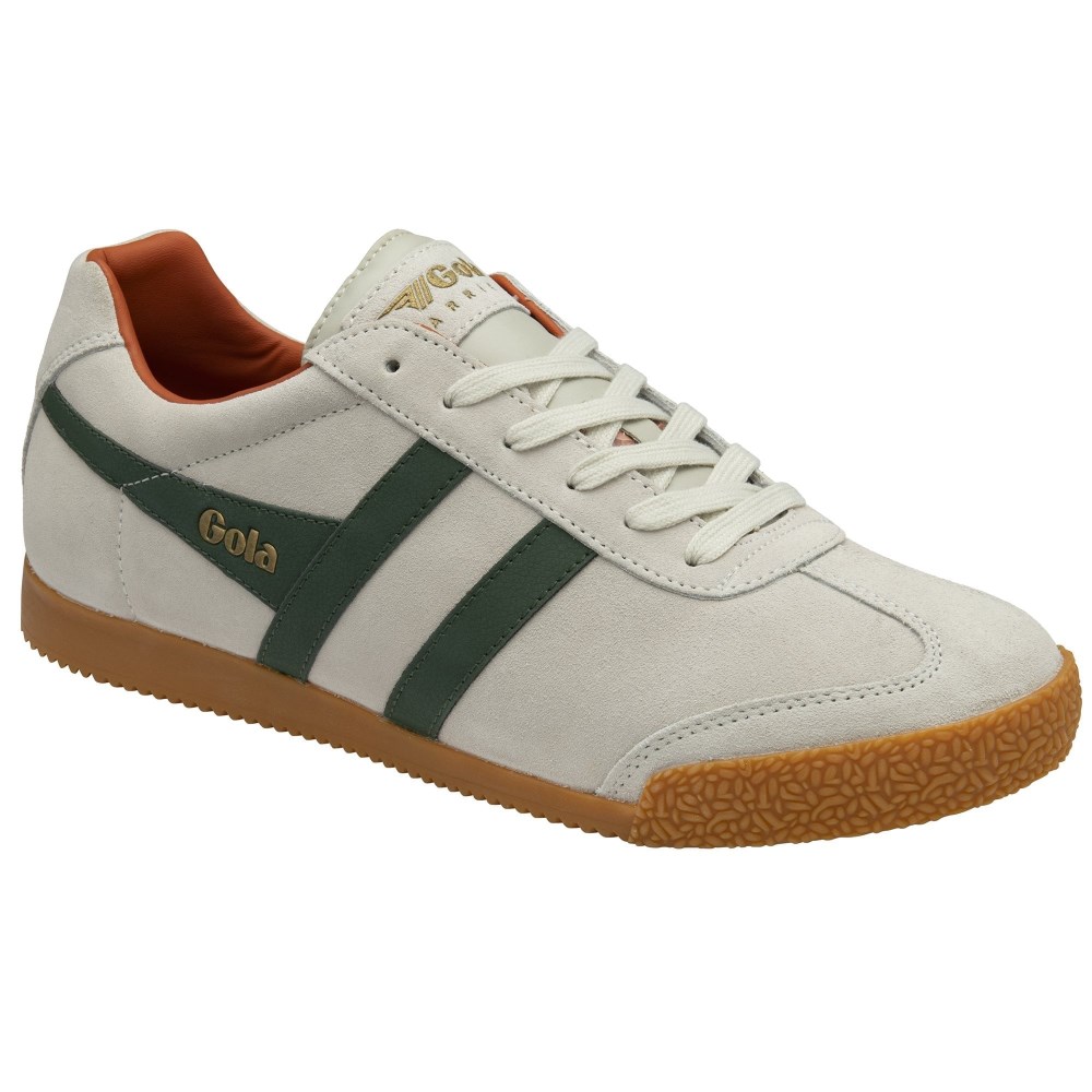 Gola Classics Men's Harrier Suede Sneakers - Off White/Evergreen/Moody Orange