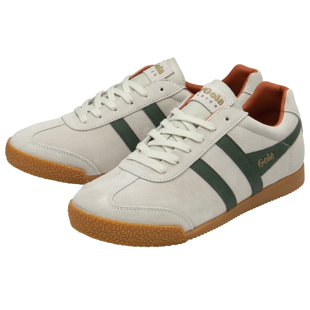 Gola Classics Men's Harrier Suede Sneakers - Off White/Evergreen/Moody Orange