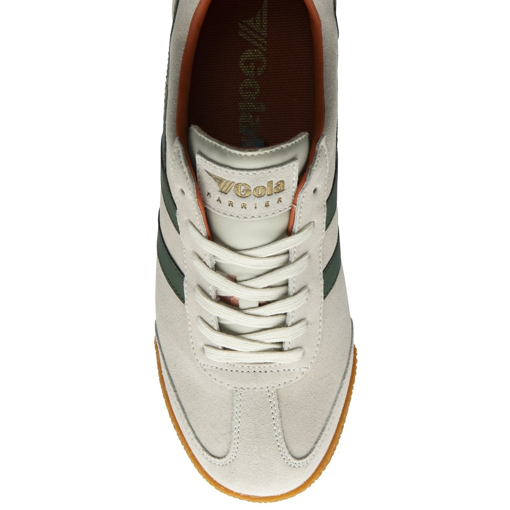Gola Classics Men's Harrier Suede Sneakers - Off White/Evergreen/Moody Orange