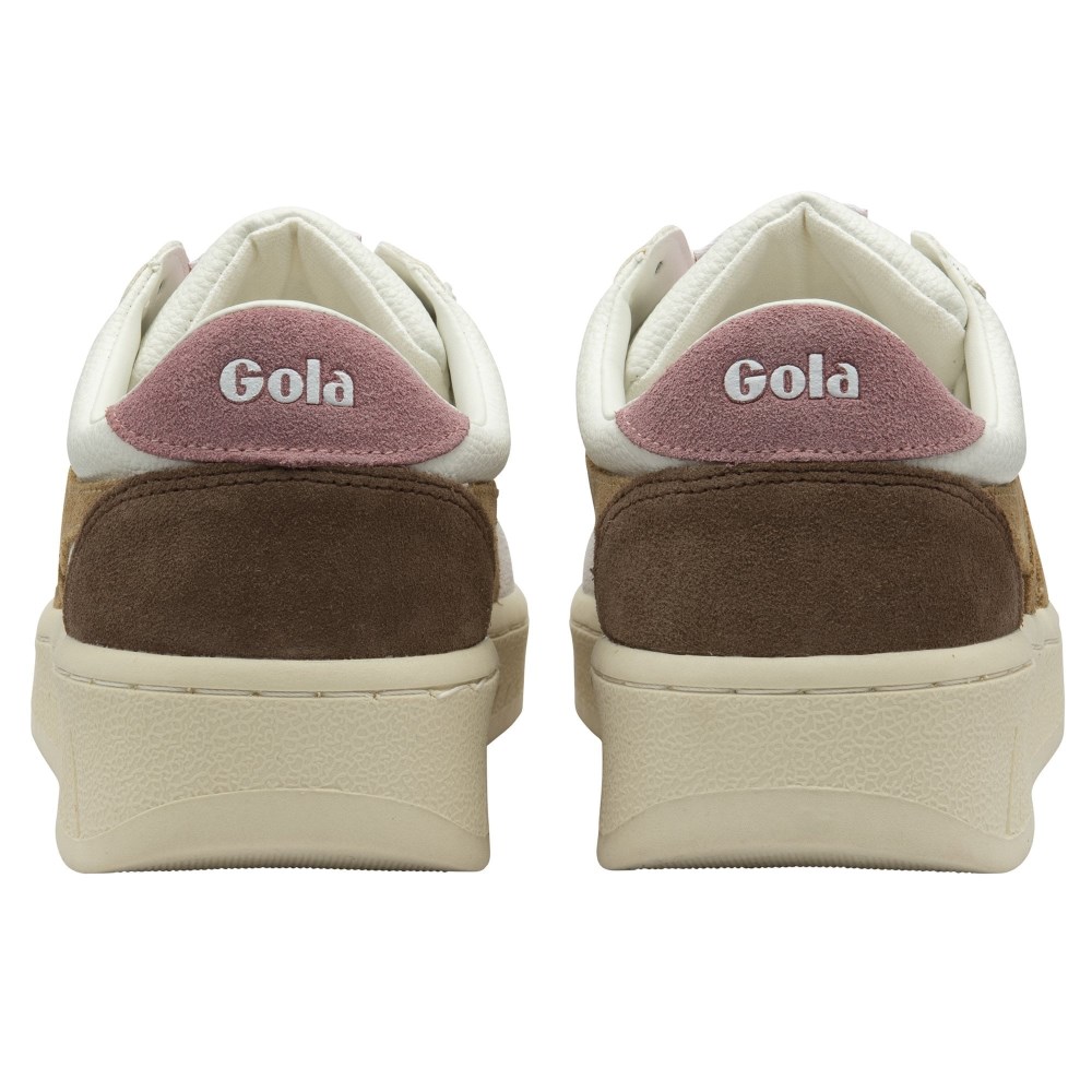 Gola Classics Women's Grandslam Trident Sneakers - White/Brown Sugar/Dusty Rose