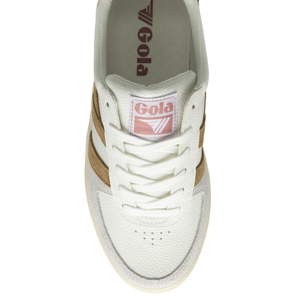 Gola Classics Women's Grandslam Trident Sneakers - White/Brown Sugar/Dusty Rose