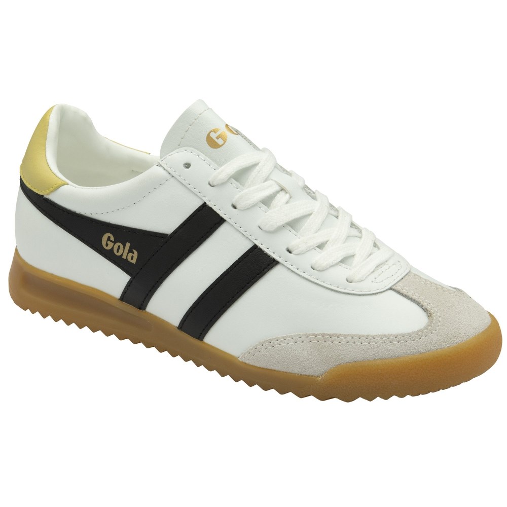 Gola Classics Women's Torpedo Leather Sneakers - White/Black/Lemon