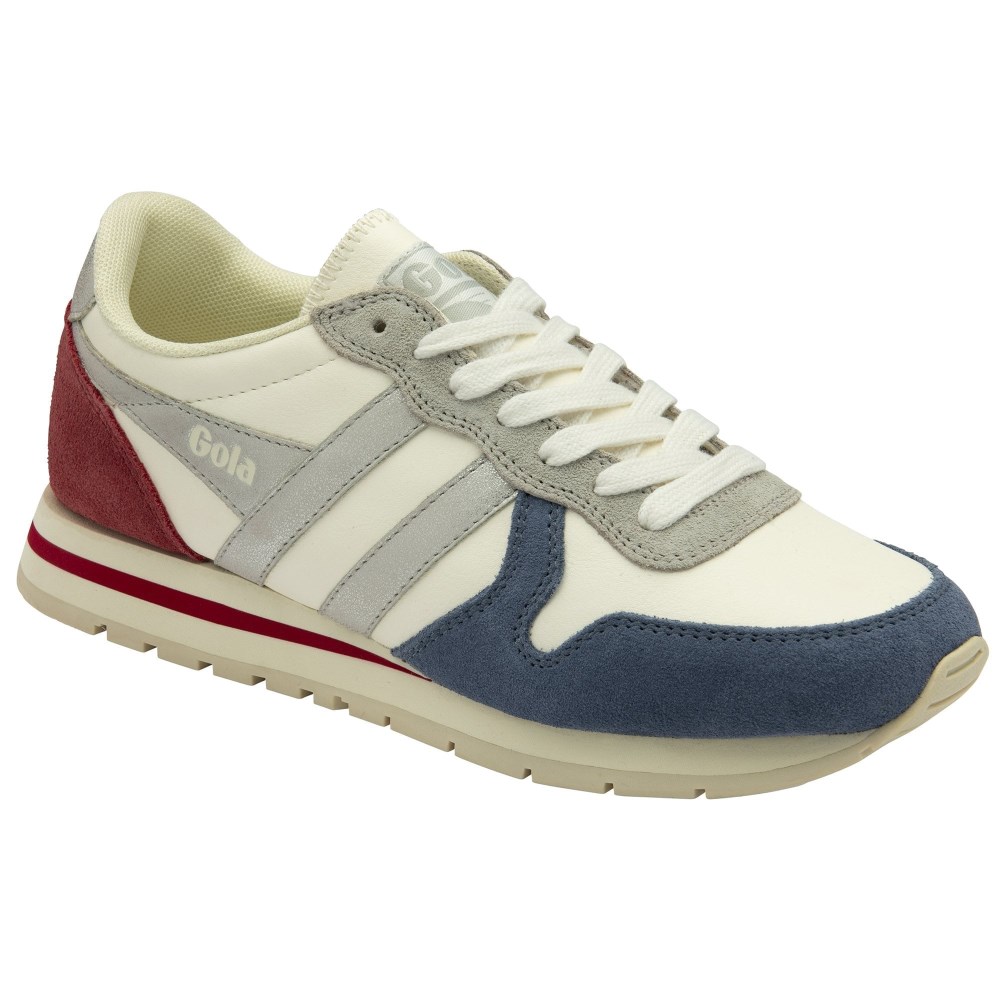 Gola Classics Women's Daytona Quadrant Sneakers - Off White/Moonlight/Silver/Deep Red