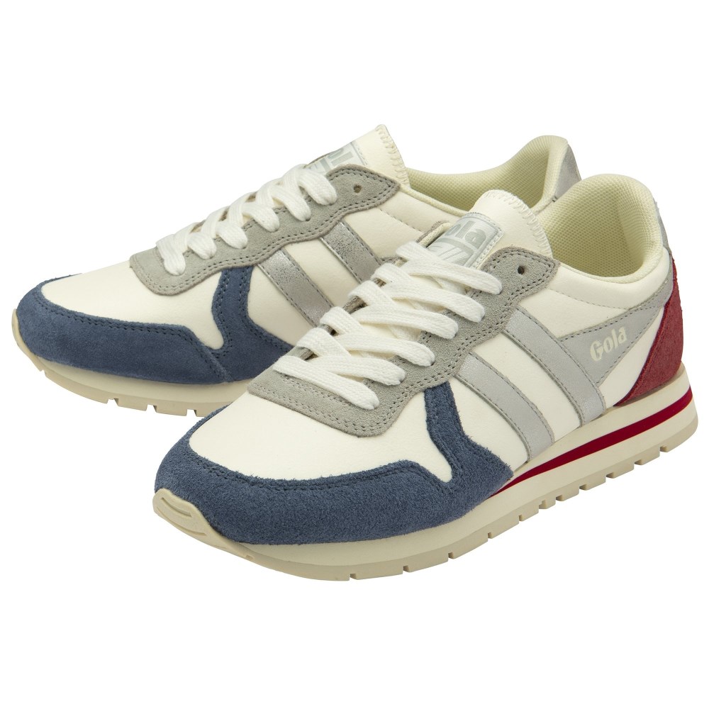 Gola Classics Women's Daytona Quadrant Sneakers - Off White/Moonlight/Silver/Deep Red
