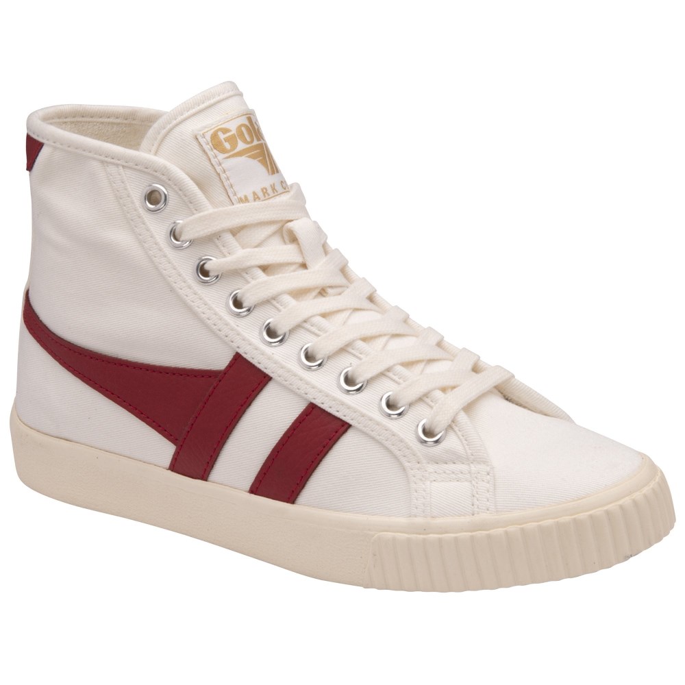 Vegan Gola Classics Women's Tennis Mark Cox High Sneakers - Off White/Deep Red