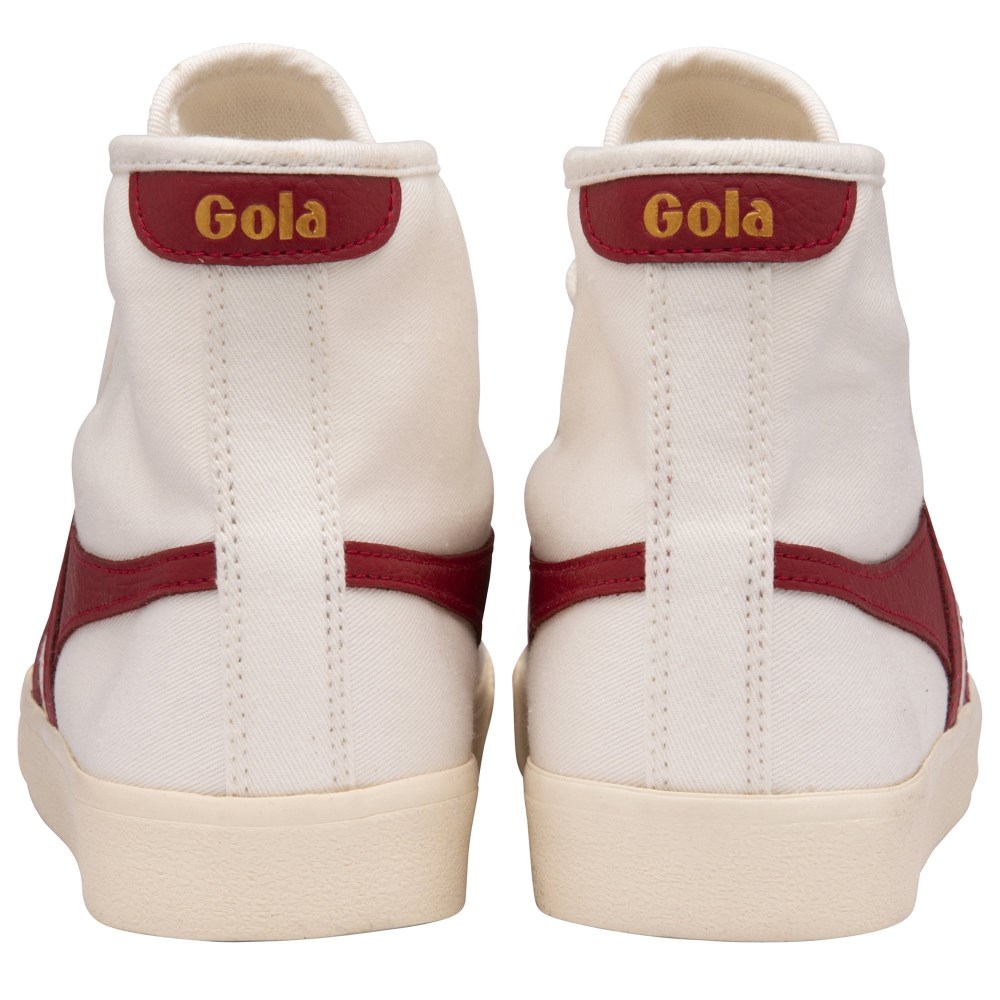Vegan Gola Classics Women's Tennis Mark Cox High Sneakers - Off White/Deep Red