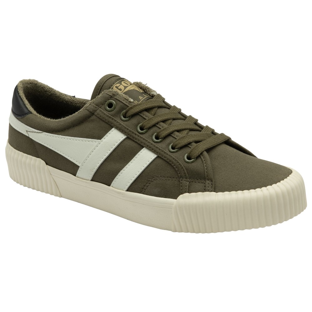 Vegan Gola Classics Men's Rally Plimsoll Sneakers - Khaki/Off White/Black
